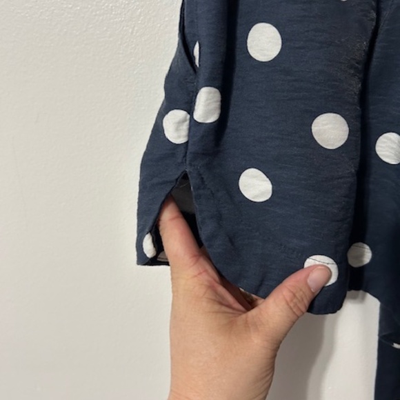 LC Lauren Conrad Blue White Polka Dot Tie Waist Twill Sash Shorts Size Small - Picture 7 of 10